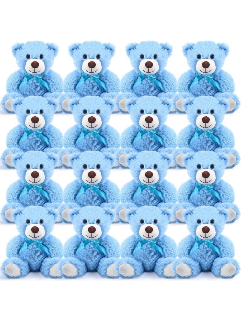 16-Piece Stuffed Animal Set, Cute Blue Bear Plush Toy, 13.8 Inch Cuddly Gift